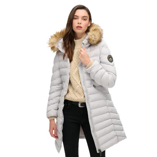 Superdry Fuji Faux Fur Hood Mid Length